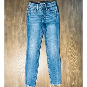 Madewell 10 High Rise Skinny Jeans Button Fly Raw Hem‎  Women's Size 25